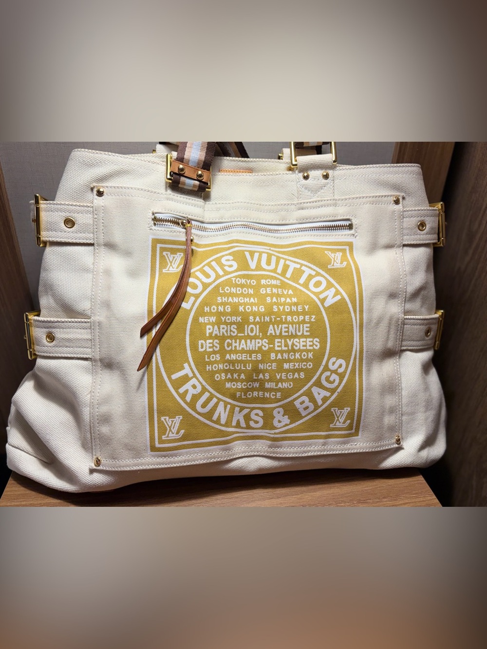 Louis Vuitton Cream & Gold Graphic Canvas Tote